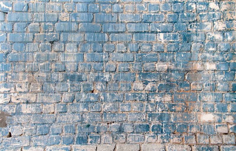 Background of the old blue brick wall to antique paint, stock photo