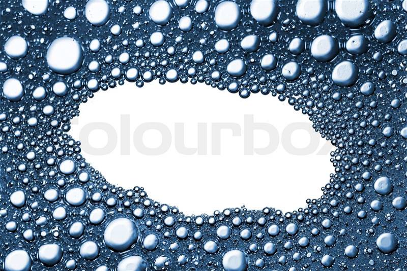 Frame of blue soap foam closeup, stock photo