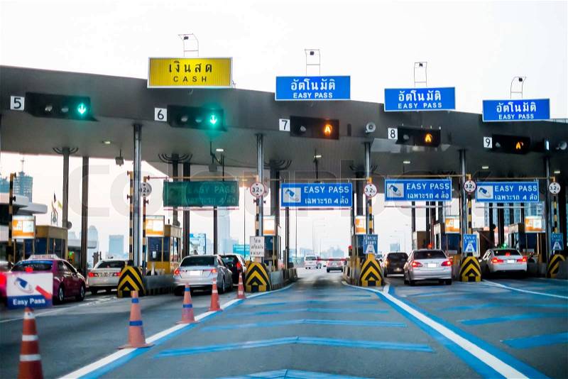 Toll gate for expressway or toll way in Thailand, stock photo