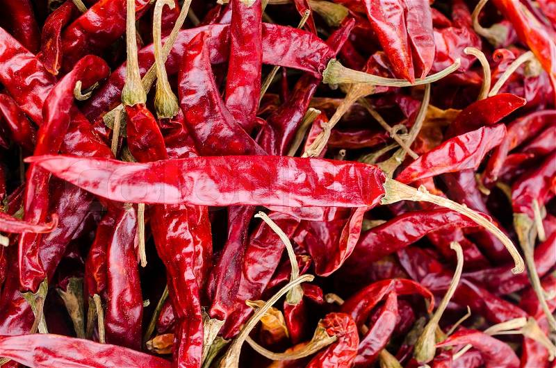 Dried red chilli pepper isolated white background, stock photo