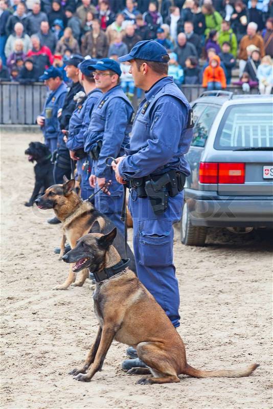 SANKT GALLEN, SWITZERLAND - OCTOBER 22: Police demonstrates dog training on the agricultural show \