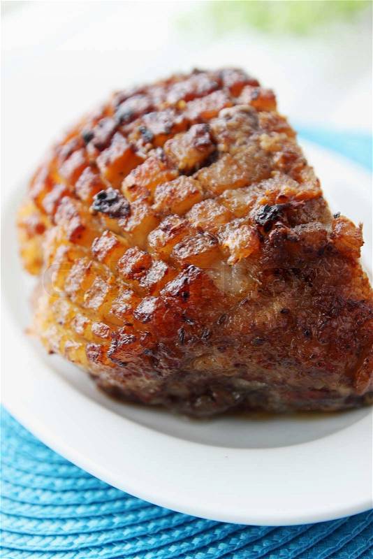 Roasted pig meat to the Easter table, stock photo