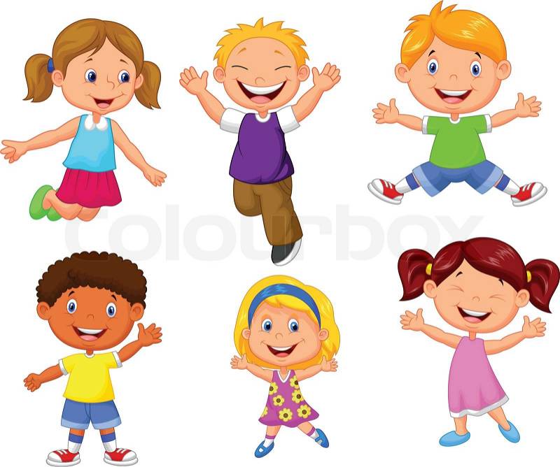 Vector illustration of Happy kids ... | Stock Vector ...