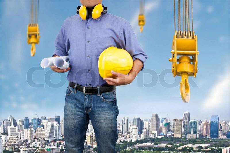 Engineer with the city's prosperity, stock photo