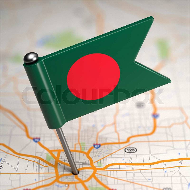 Small Flag of Bangladesh on a Map Background with Selective Focus, stock photo