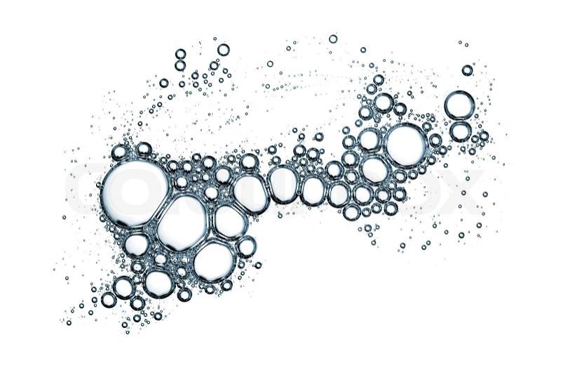 Soap bubbles pattern over white background grouped in line, stock photo