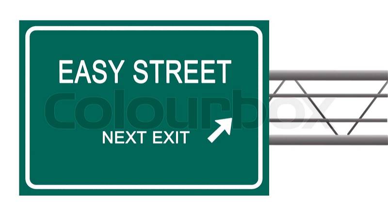 Road sign to easy street, stock photo