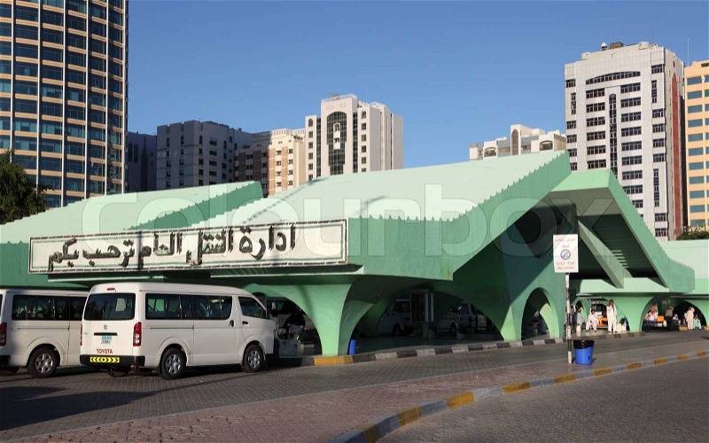 Main Bus Terminal in Abu Dhabi, United Arab Emirates, stock photo