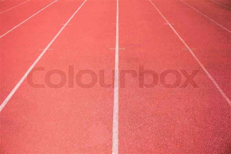 empty stadium arena and race running track treadmill background, stock photo