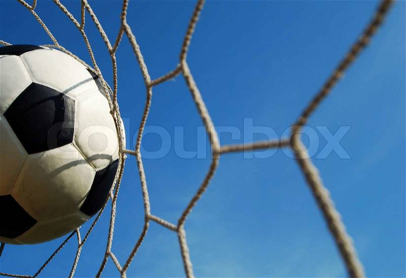 Football goal net win winner champion soccer sport game background for design, stock photo