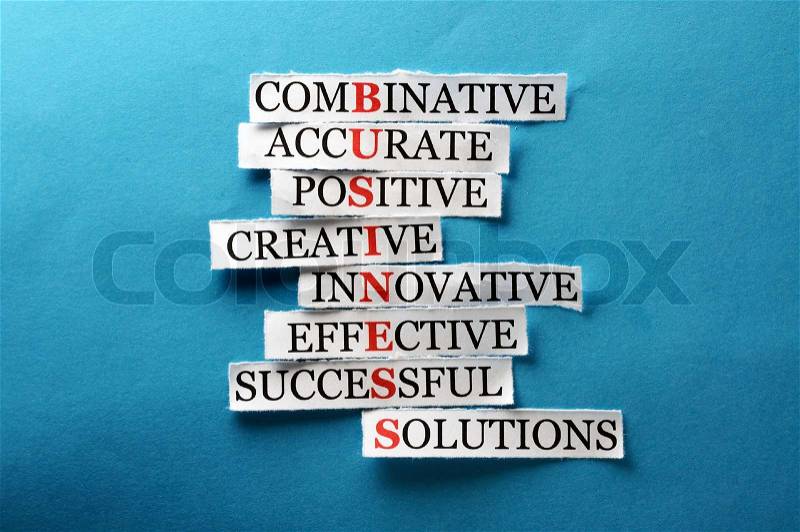 Business acronym in business concept, words on cut paper hard light, stock photo