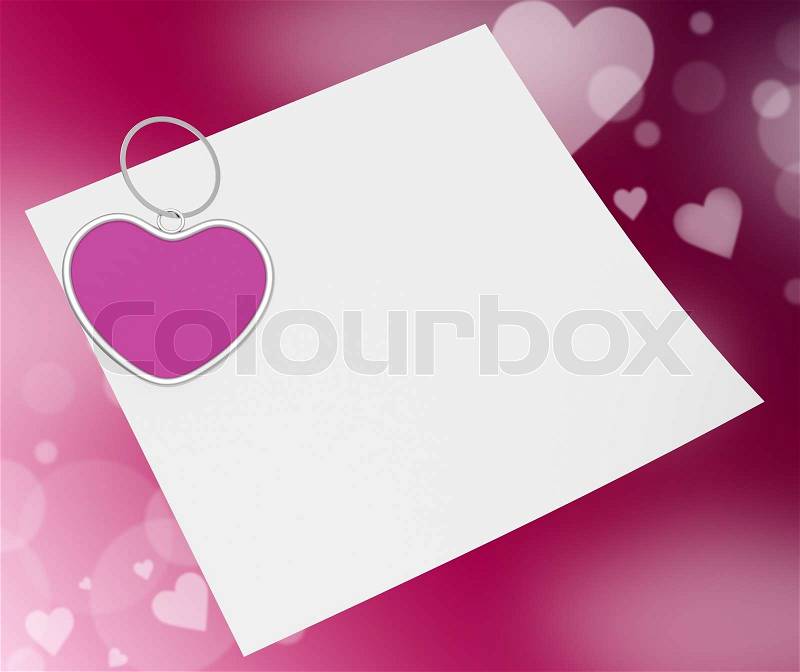 Heart Clip On Note Meaning Valentines Card Or Romantic Letter, stock photo