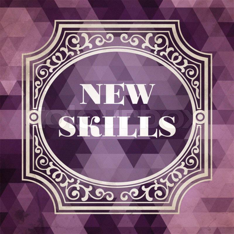 New Skills Concept. Vintage design. Purple Background made of Triangles, stock photo