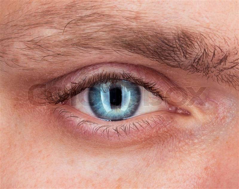 Close-up of blue eye a young man, stock photo