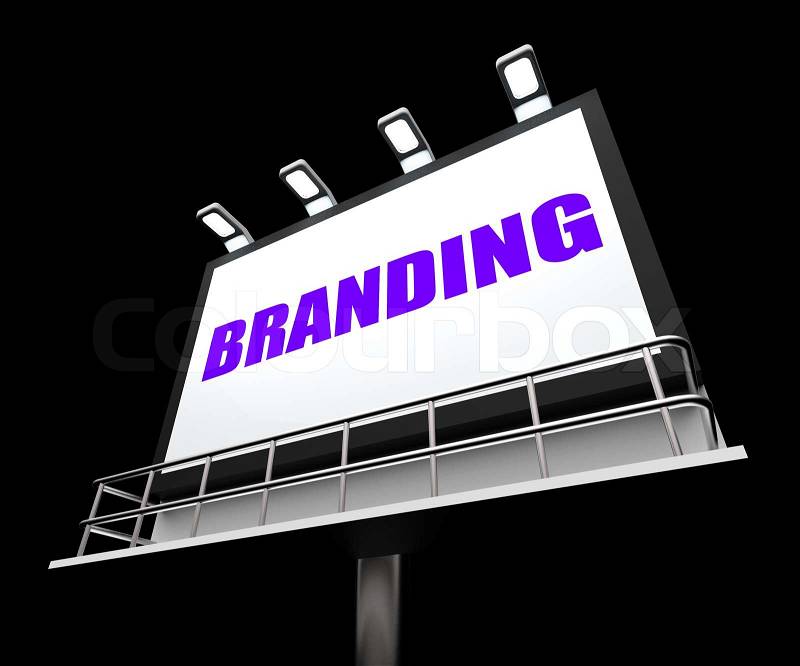 Branding Media Sign Indicating Company Brand Labels, stock photo