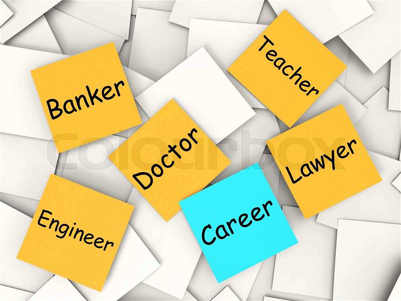 Career Post-It Note Meaning Occupation And Employment, stock photo