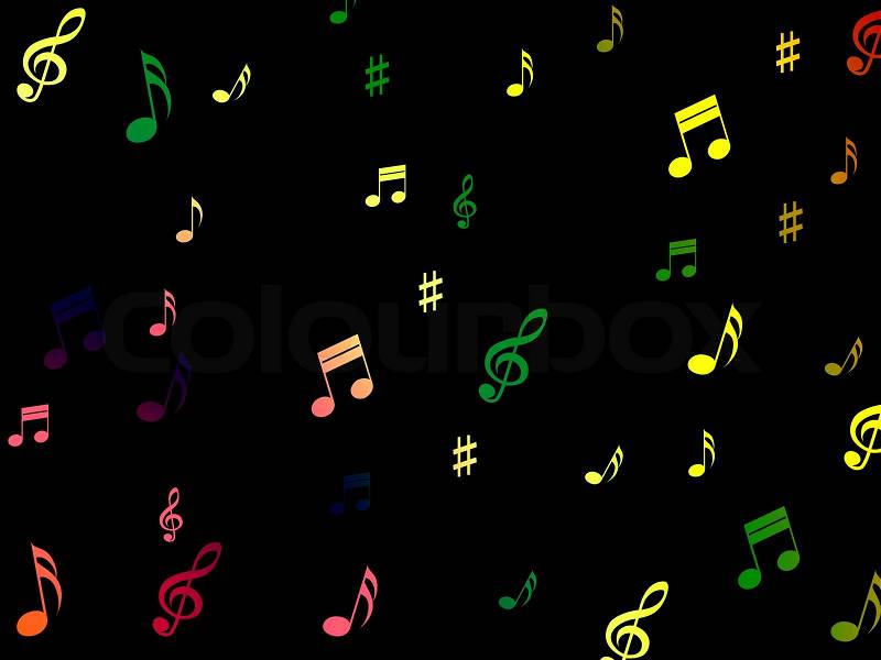Musical Notes Background Showing Creative Composition Or Tone, stock photo