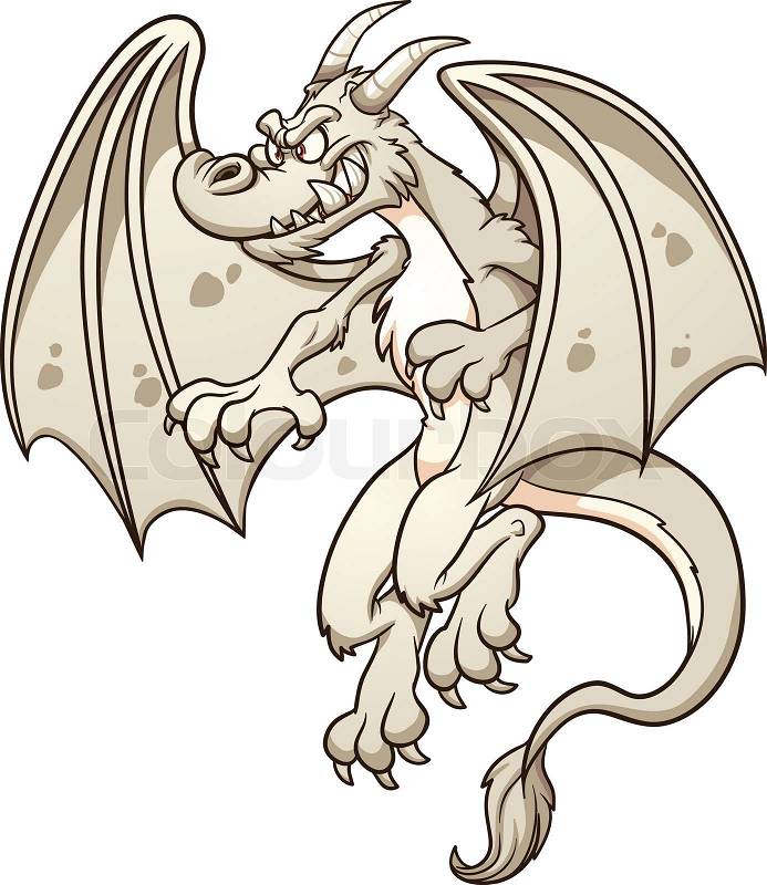 White dragon. Vector clip art illustration with simple