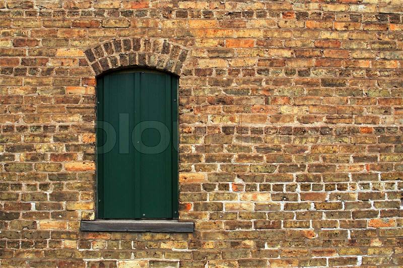 Aged Red Brick Wall & Window, stock photo