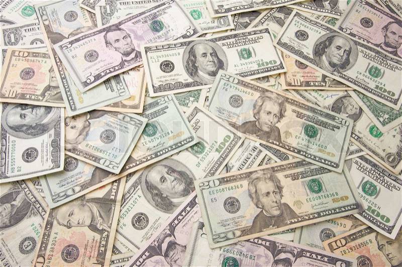 Stacks of Unites States Money Background - Contains Recent Currency Designs, stock photo