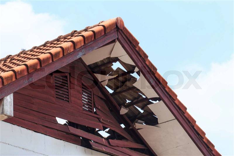 Home damaged by bombs, stock photo