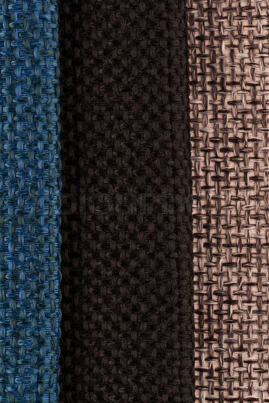 Closeup detail of multi color fabric samples texture background, stock photo