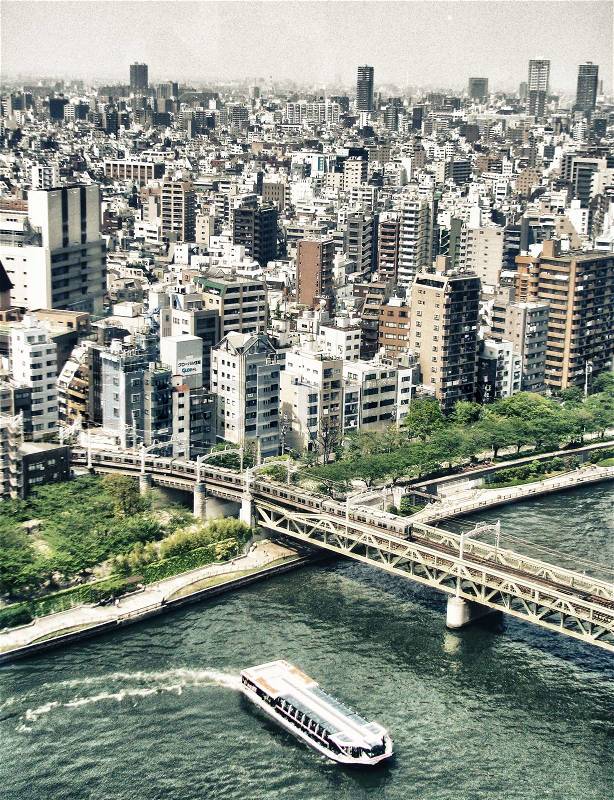 TOKYO - AUG 11: With over 35 million people, Tokyo is the world\'s most populous metropolis and is described as one of the three command centers for world economy August 11, 2011 in Tokyo, Japan, stock photo