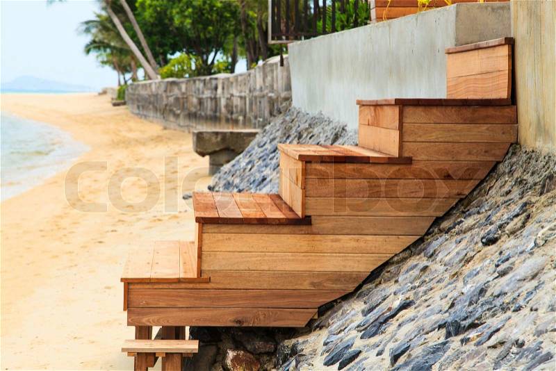 Outdoor wood stairs, stock photo
