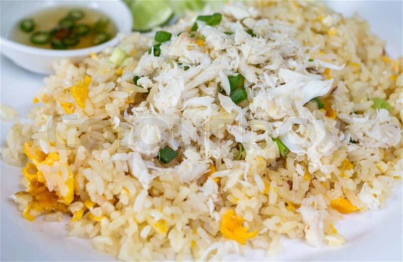 Fried rice with crab in plate,Thai cuisine, stock photo