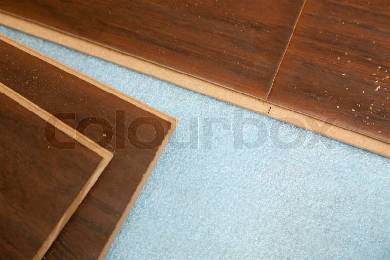 Newly Installed Brown Laminate Flooring Abstract, stock photo