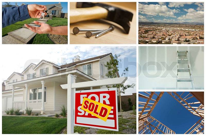 Construction and Real Estate Themed Variety Collage, stock photo