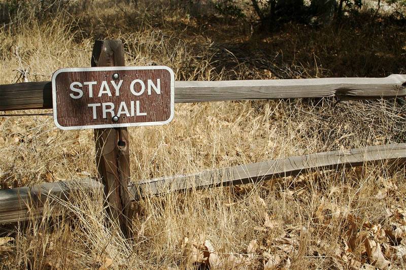 Stay on Trail Sign, stock photo