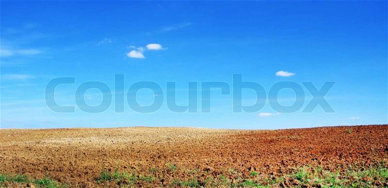 Arable land and blue sky, stock photo