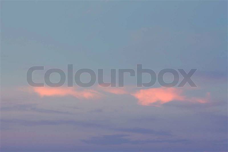 Blue sky and pink cloud with morning light, stock photo