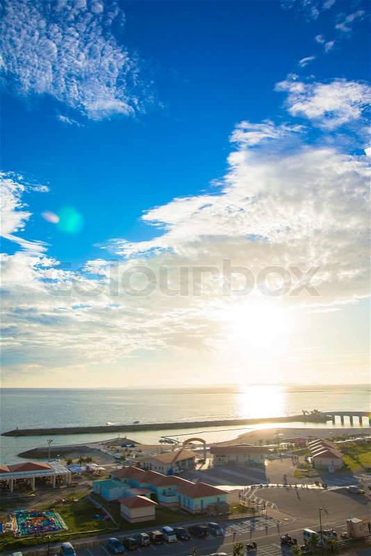 Sunshine of Okinawa resort beach, stock photo