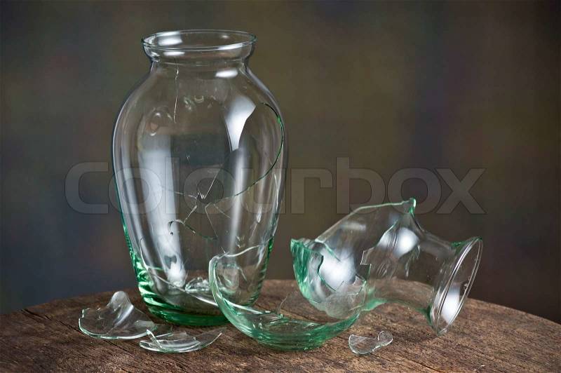 Still life photography , broken glass vase, stock photo