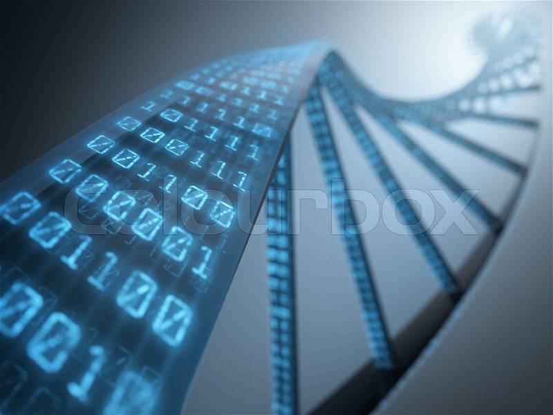 Dna with binary codes. Concept of science technology, stock photo