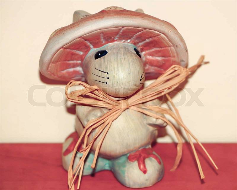 Souvenir. mouse with the fungus on the head, stock photo