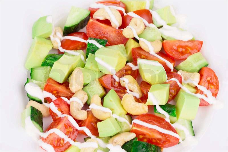 Close up of fitness salad. Whole background, stock photo