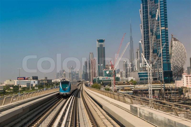 DUBAI, UAE - NOVEMBER 14 - The construction cost of the Dubai Metro project has shot up by about 80 per cent from the original US$ 4.2 billion to US$ 7.6 billion on November 14, 2013, stock photo